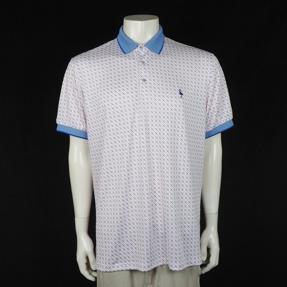 TailorByrd Golf Polo Shirt Mens XL White Geometric Quick Dry Performance Blend